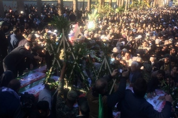 بدرقه شهدای حادثه تروریستی راسک با حضور پرشور مردم زاهدان