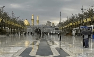 بارش رحمت الهی در کربلا؛ زائران زیر باران دعا کردند