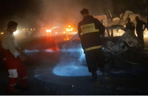 واژگونی و حریق خودرو سمند در جاده سرپل ذهاب به دالاهو / ۲ مصدوم برجای گذاشت