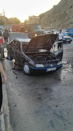 انفجار کپسول LPG در سرپل ذهاب ، خودرو پژو 405 را به آتش کشید
