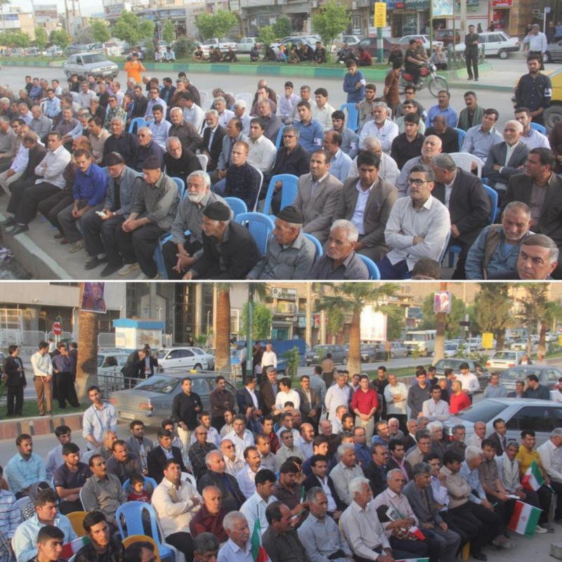 بازار  داغ ستادهای انتخابات ریاست جمهوری در خیابانهای شهرستان / از سخنرانی نمایندگان نامزدهای انتخاباتی تا بنرهای بزرگی که در خیابانهای شهر نصب شده اند