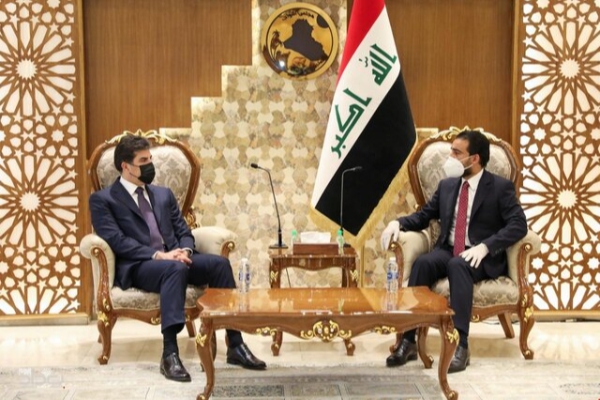 دیدار بارزانی با رئیس پارلمان عراق در سفرش به بغداد