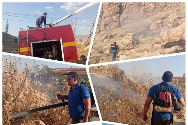 مهار آتش‌سوزی مراتع روستای کل‌داوود با تلاش نیروهای امدادی و مشارکت مردمی
